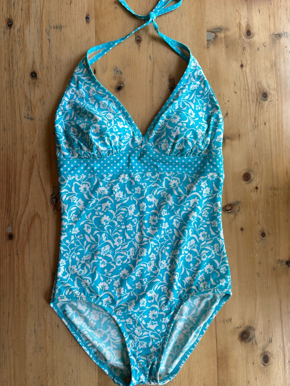 NWT L.L. Bean Brilliant Blue Floral Swim Suit Size 8